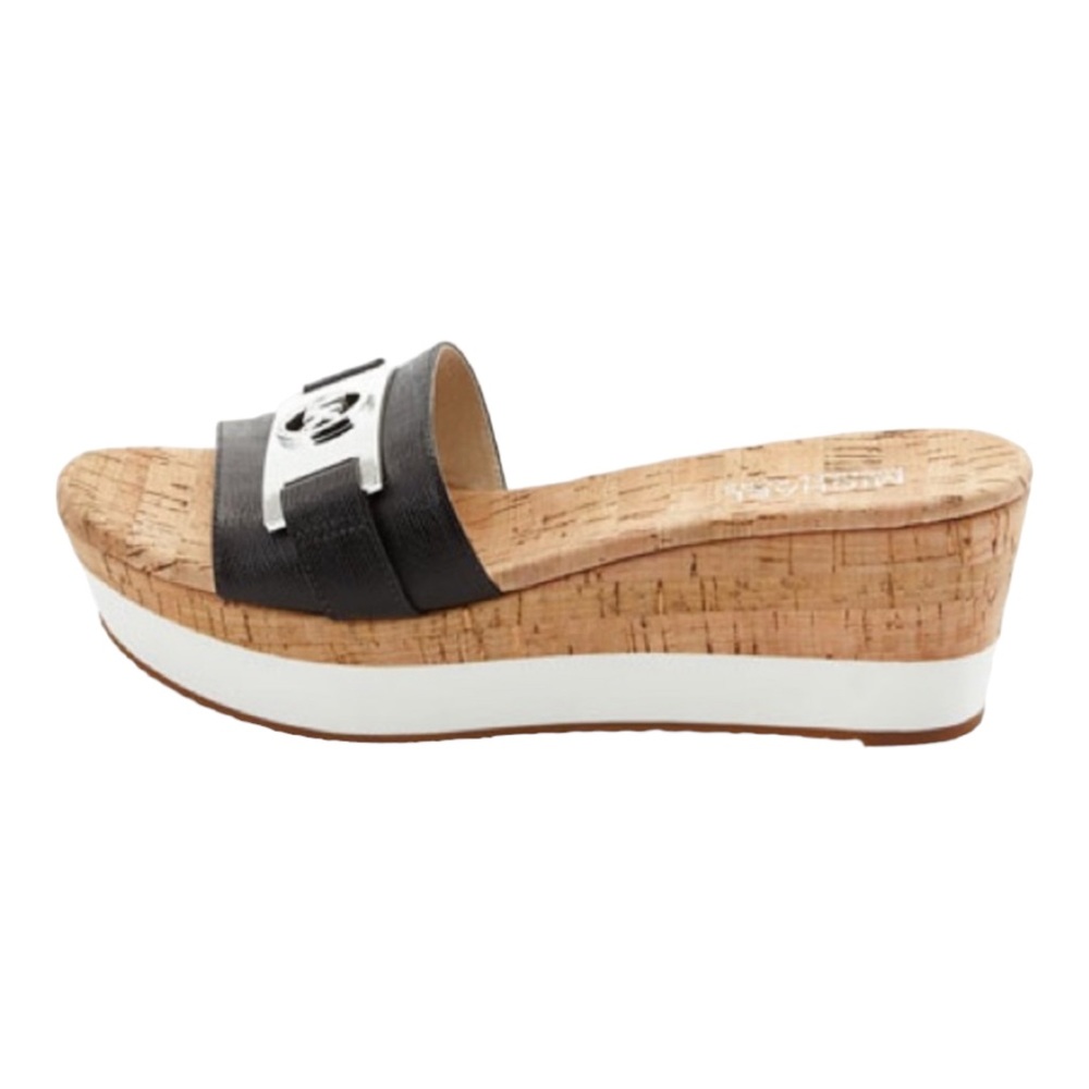 Michael Michael Kors Warren Navy Saffiano Leather Platform Slide Sandal 9.5